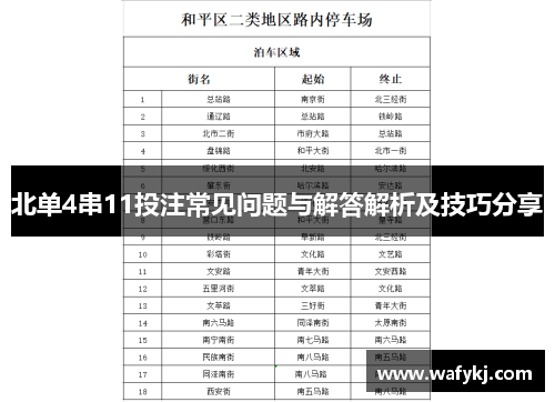 北单4串11投注常见问题与解答解析及技巧分享